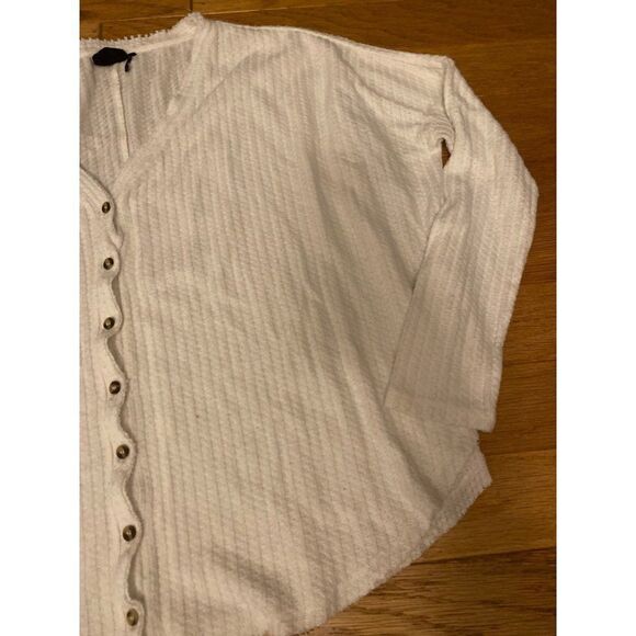 Out From Under, Urban Outfitters, white oversized waffle knit button front M - Picture 3 of 10